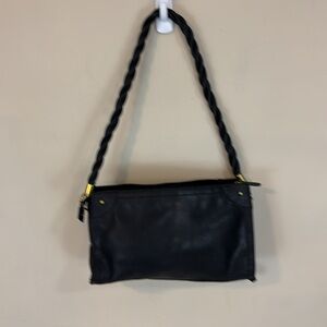 Madison Studios Vegan Leather Black Purse Handbag with Twisted Handle